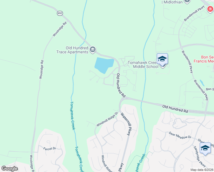 map of restaurants, bars, coffee shops, grocery stores, and more near 1735 Rose Mill Circle in Midlothian