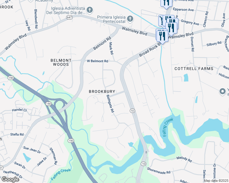 map of restaurants, bars, coffee shops, grocery stores, and more near 5030 Brookbury Blvd in Richmond