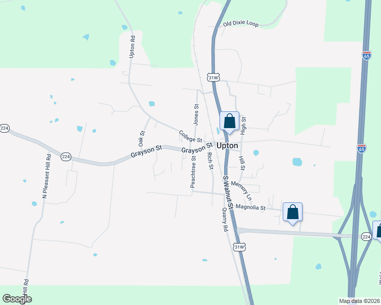 map of restaurants, bars, coffee shops, grocery stores, and more near 417 Grayson Street in Upton
