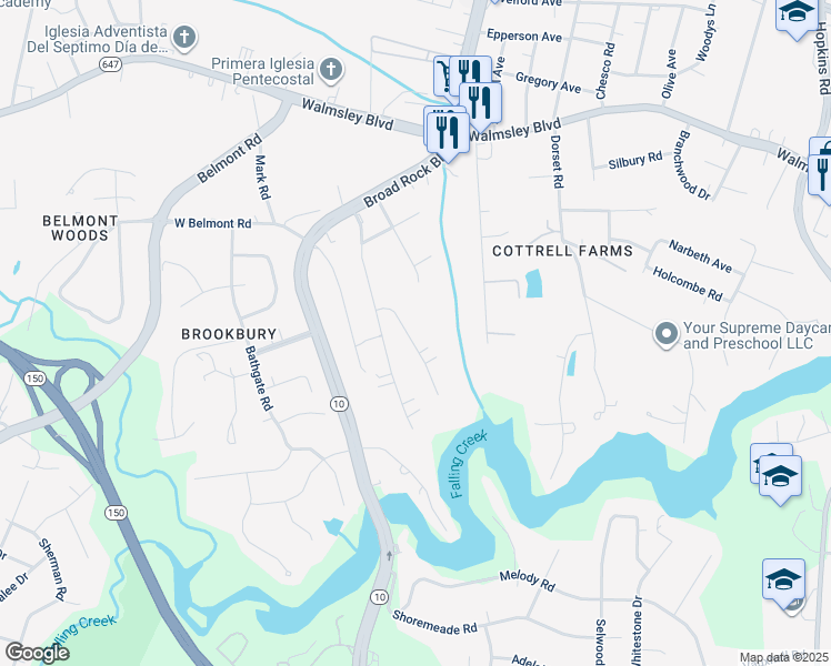 map of restaurants, bars, coffee shops, grocery stores, and more near 3941 Rebecca Road in Richmond