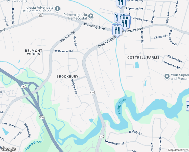 map of restaurants, bars, coffee shops, grocery stores, and more near 3501 Forest Haven Drive in Richmond
