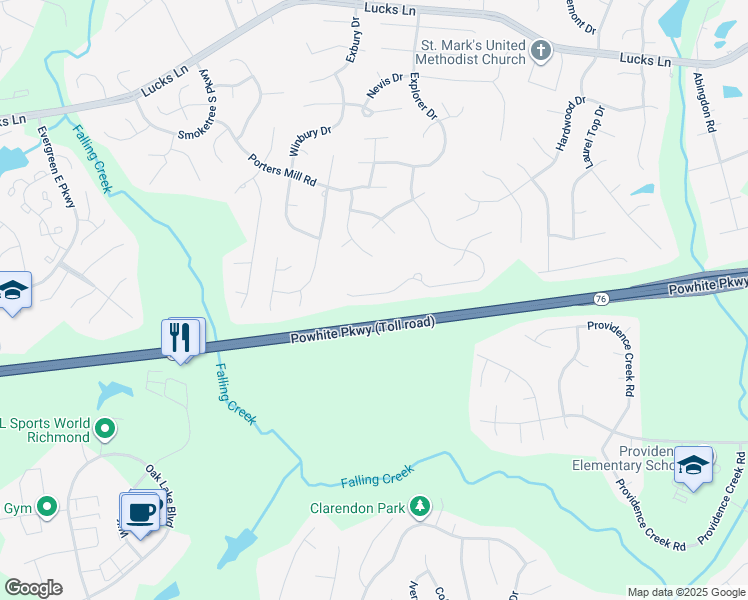 map of restaurants, bars, coffee shops, grocery stores, and more near 1931 Bantry Drive in Midlothian
