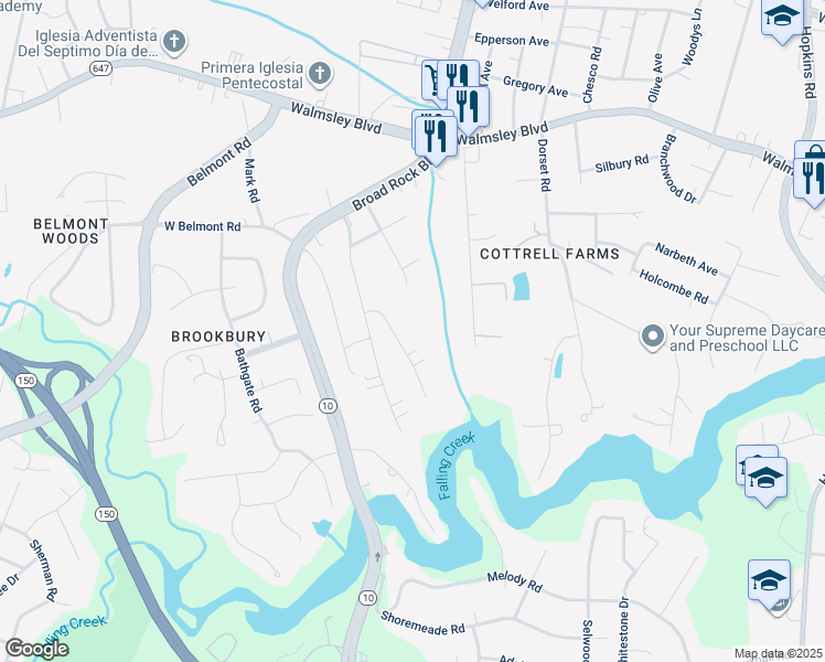 map of restaurants, bars, coffee shops, grocery stores, and more near 3941 Rebecca Road in Richmond