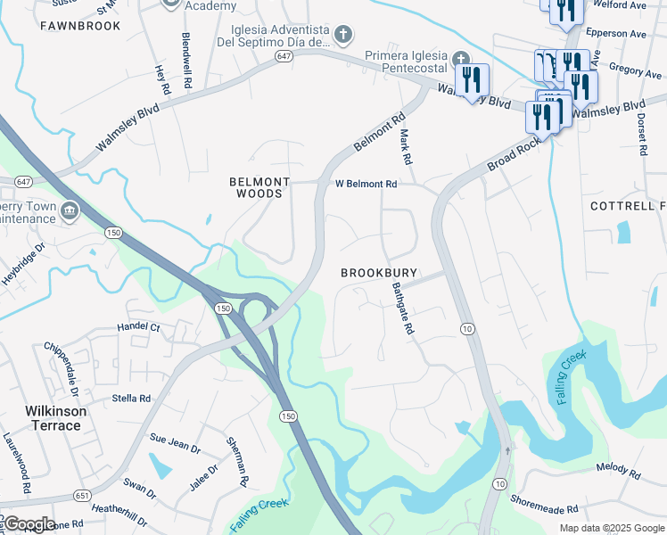 map of restaurants, bars, coffee shops, grocery stores, and more near 5225 Bonnington Road in Richmond