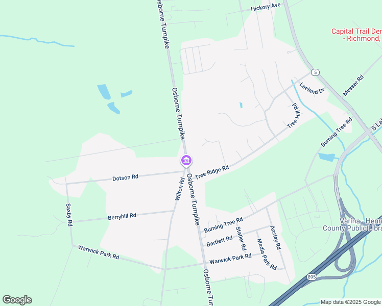 map of restaurants, bars, coffee shops, grocery stores, and more near 7333 Osborne Turnpike in Richmond