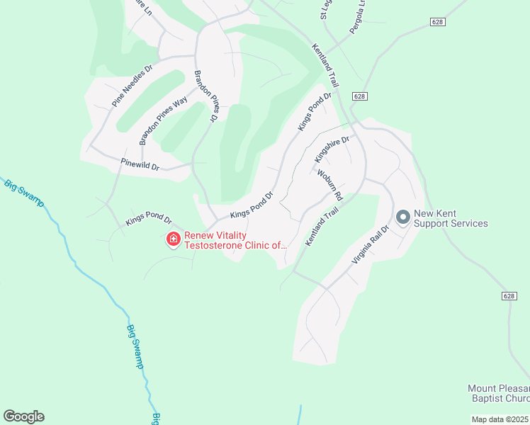 map of restaurants, bars, coffee shops, grocery stores, and more near 11435 Kings Pond Drive in Providence Forge