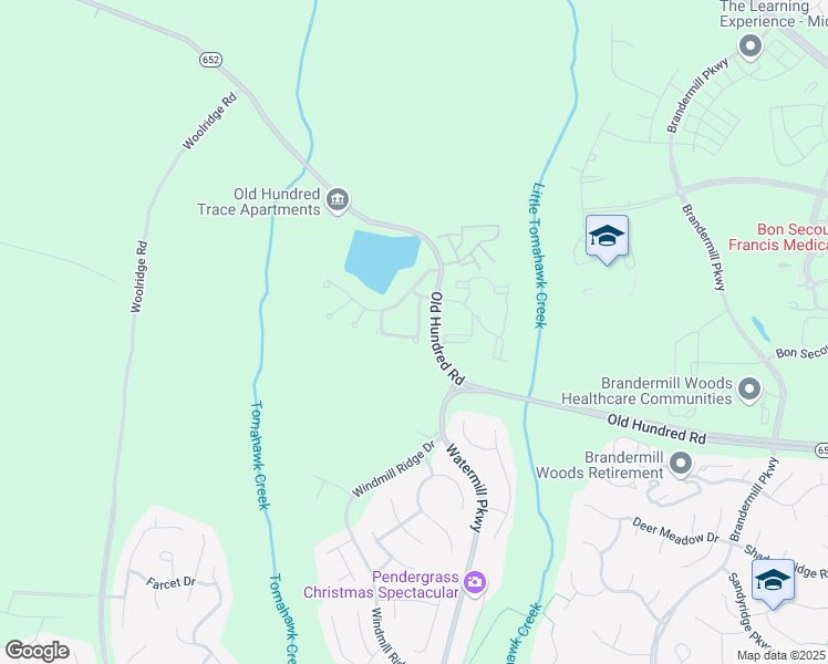 map of restaurants, bars, coffee shops, grocery stores, and more near 1735 Rose Mill Circle in Midlothian