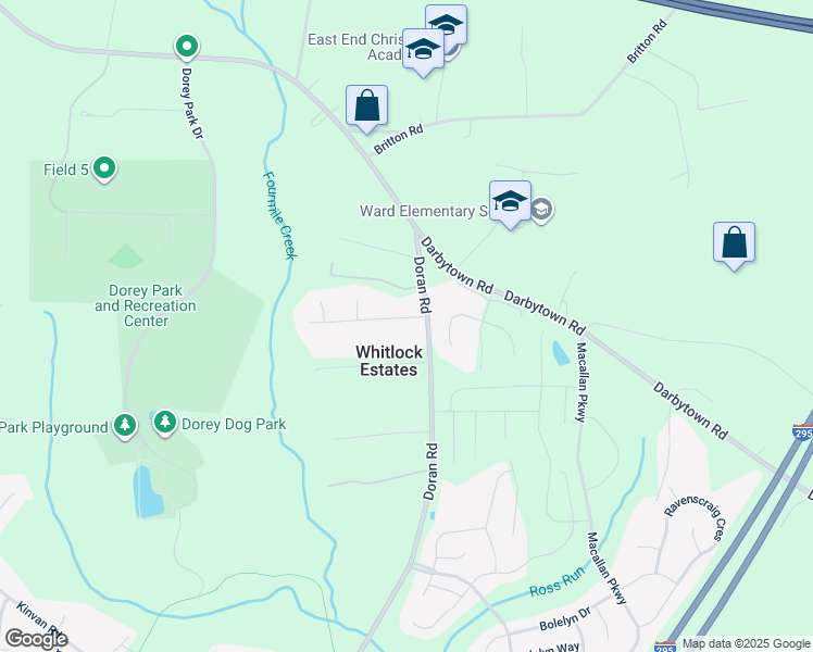 map of restaurants, bars, coffee shops, grocery stores, and more near 3229 Pinefields Drive in Richmond