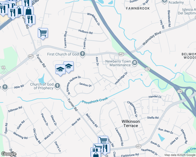 map of restaurants, bars, coffee shops, grocery stores, and more near 6404 Sexton Drive in Richmond