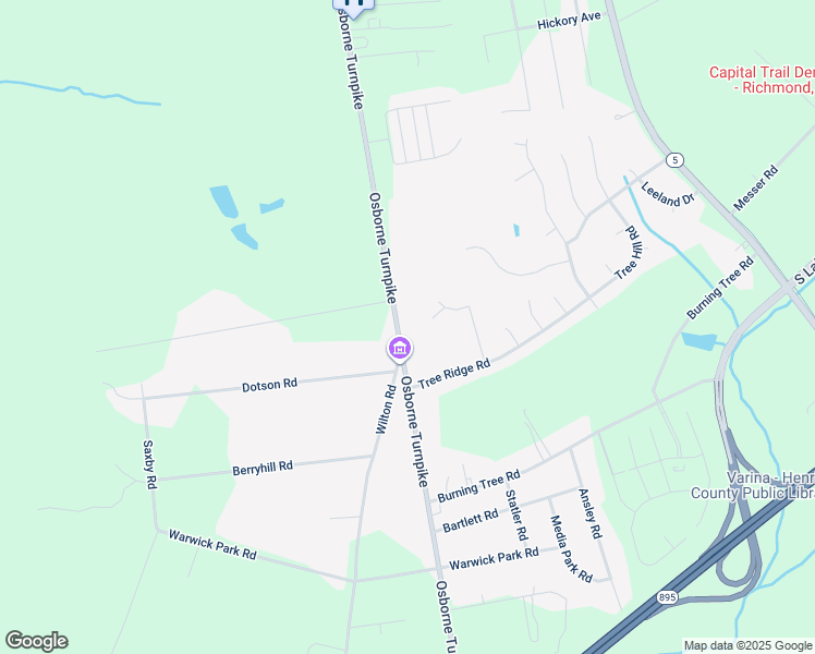 map of restaurants, bars, coffee shops, grocery stores, and more near 7333 Osborne Turnpike in Richmond