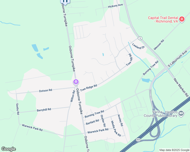 map of restaurants, bars, coffee shops, grocery stores, and more near 7307 Fort Alvis Lane in Richmond
