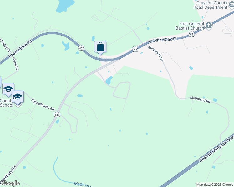map of restaurants, bars, coffee shops, grocery stores, and more near 66-78 Otis Drive in Leitchfield