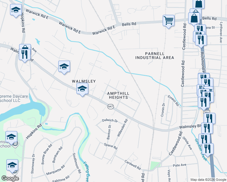 map of restaurants, bars, coffee shops, grocery stores, and more near 4330 Short Street in Richmond