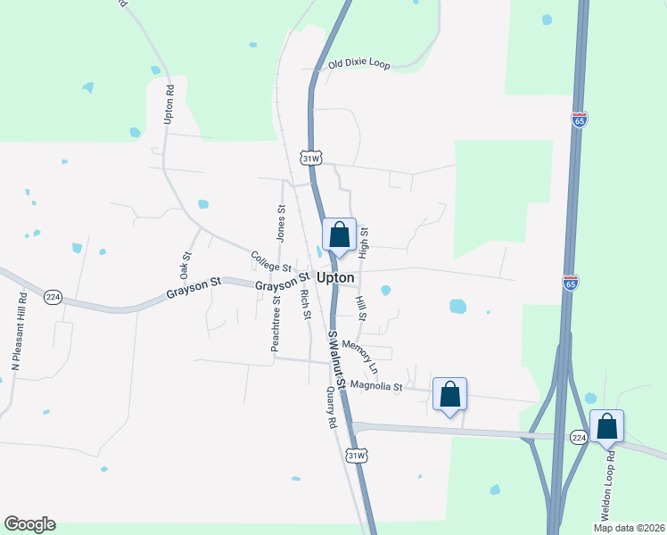 map of restaurants, bars, coffee shops, grocery stores, and more near 114 North Walnut Street in Upton