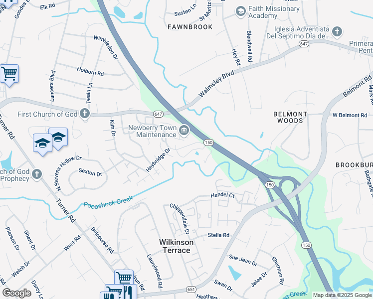 map of restaurants, bars, coffee shops, grocery stores, and more near 2900 Ennismore Court in Richmond