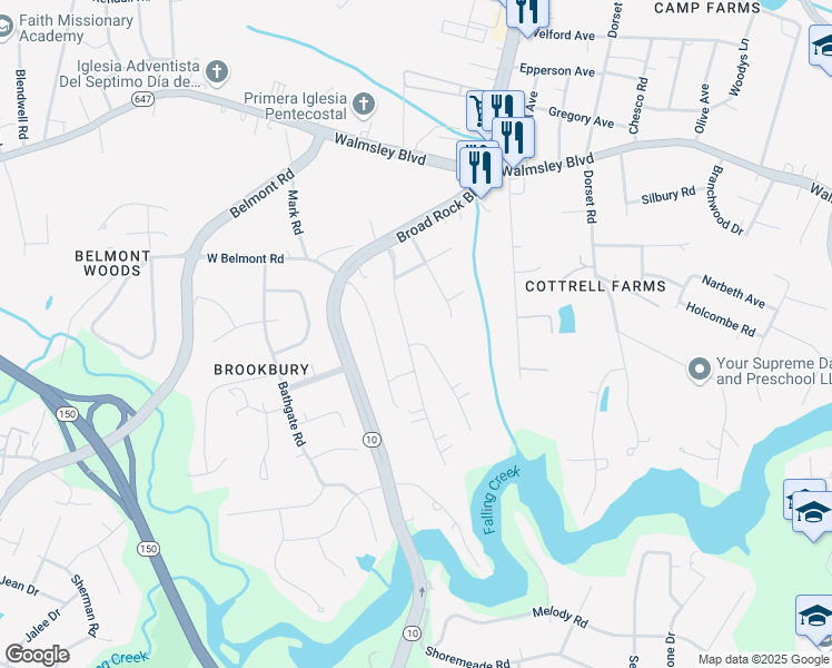 map of restaurants, bars, coffee shops, grocery stores, and more near 3637 Patsy Ann Drive in Richmond