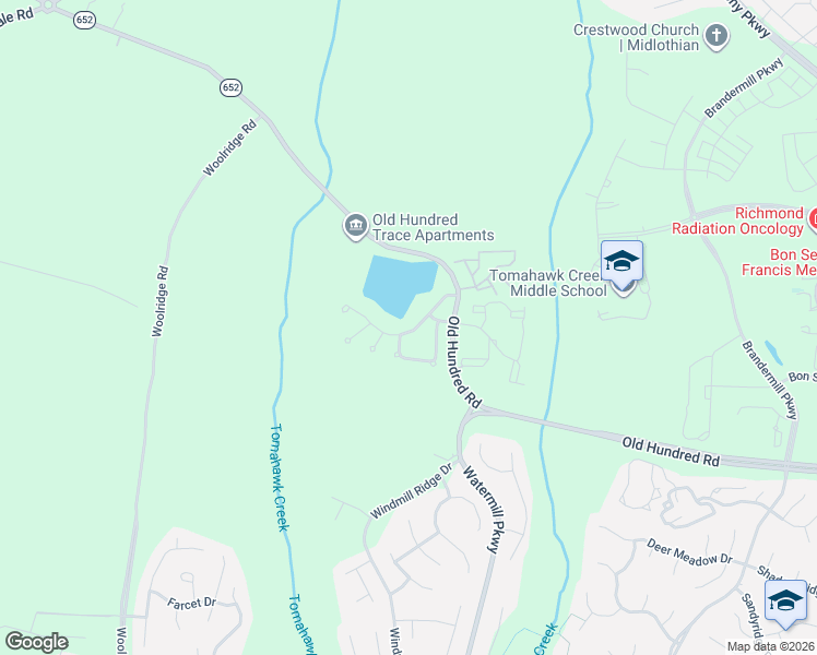 map of restaurants, bars, coffee shops, grocery stores, and more near 14902 Watermill Lake Trail in Midlothian