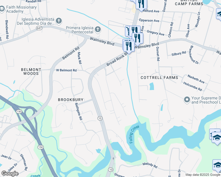 map of restaurants, bars, coffee shops, grocery stores, and more near 3637 Patsy Ann Drive in Richmond