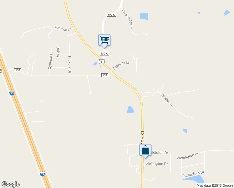 map of restaurants, bars, coffee shops, grocery stores, and more near 7505 U.S. 61 in Jackson