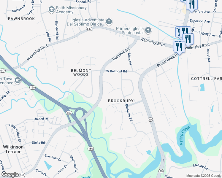 map of restaurants, bars, coffee shops, grocery stores, and more near 5200 Bonnington Road in Richmond