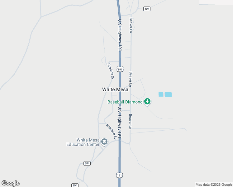 map of restaurants, bars, coffee shops, grocery stores, and more near 1400 U.S. 191 in White Mesa