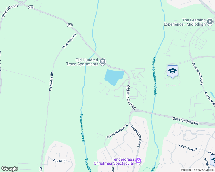 map of restaurants, bars, coffee shops, grocery stores, and more near 15100 Watermill Lake Trail in Midlothian