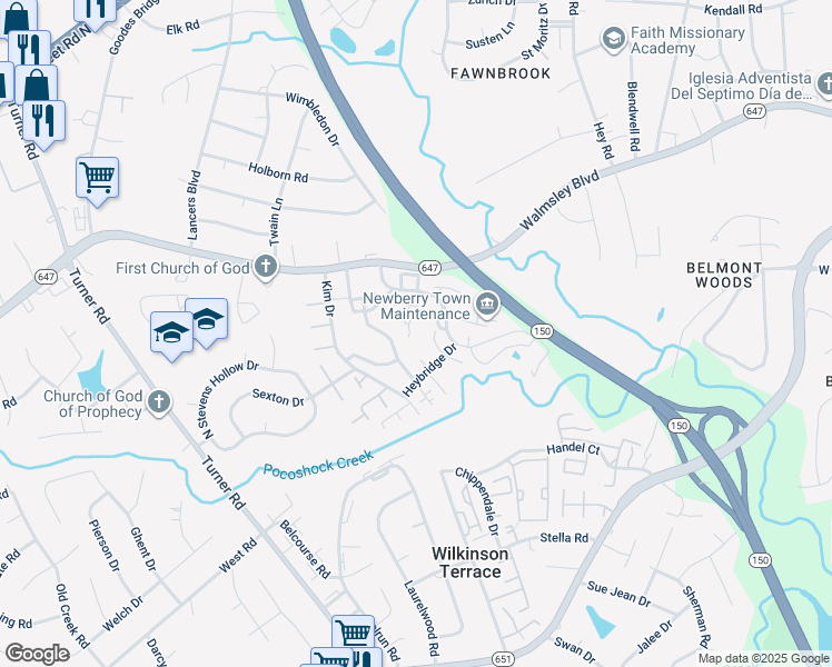 map of restaurants, bars, coffee shops, grocery stores, and more near 3033 Waddington Dr in Richmond