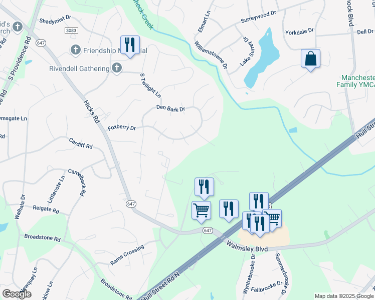 map of restaurants, bars, coffee shops, grocery stores, and more near 2606 South Cropper Court in Richmond