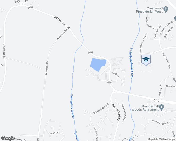 map of restaurants, bars, coffee shops, grocery stores, and more near 15125 Watermill Lake Trail in Midlothian