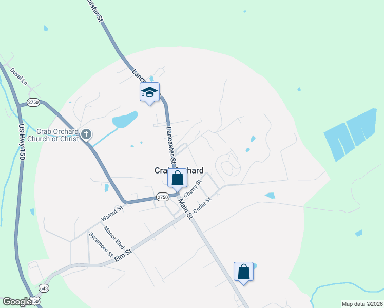 map of restaurants, bars, coffee shops, grocery stores, and more near 1108 Holly Lane in Crab Orchard