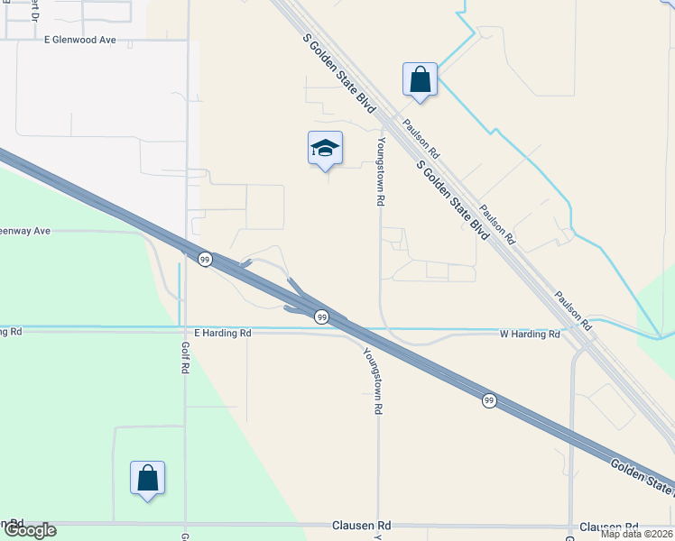 map of restaurants, bars, coffee shops, grocery stores, and more near 2901 Youngstown Road in Turlock
