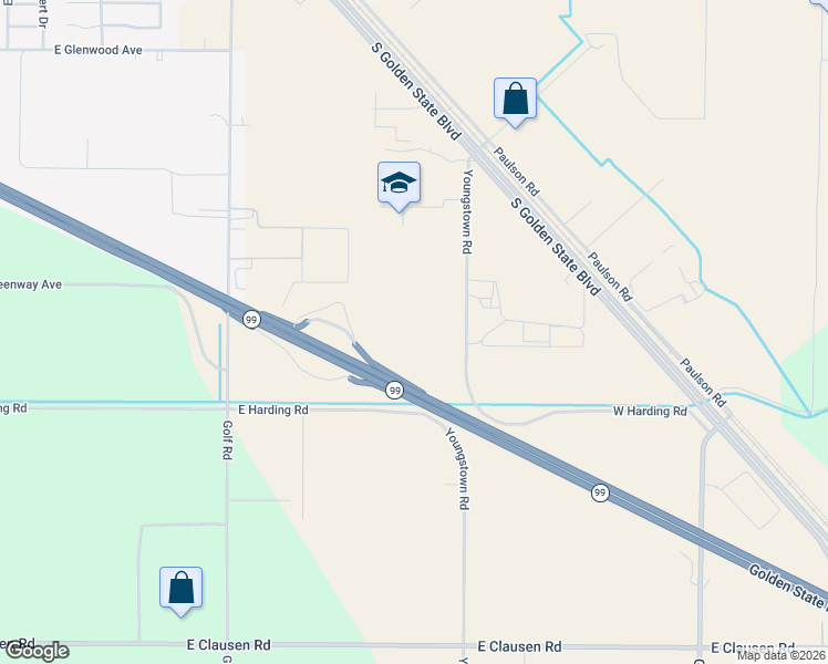 map of restaurants, bars, coffee shops, grocery stores, and more near 2901 Youngstown Road in Turlock