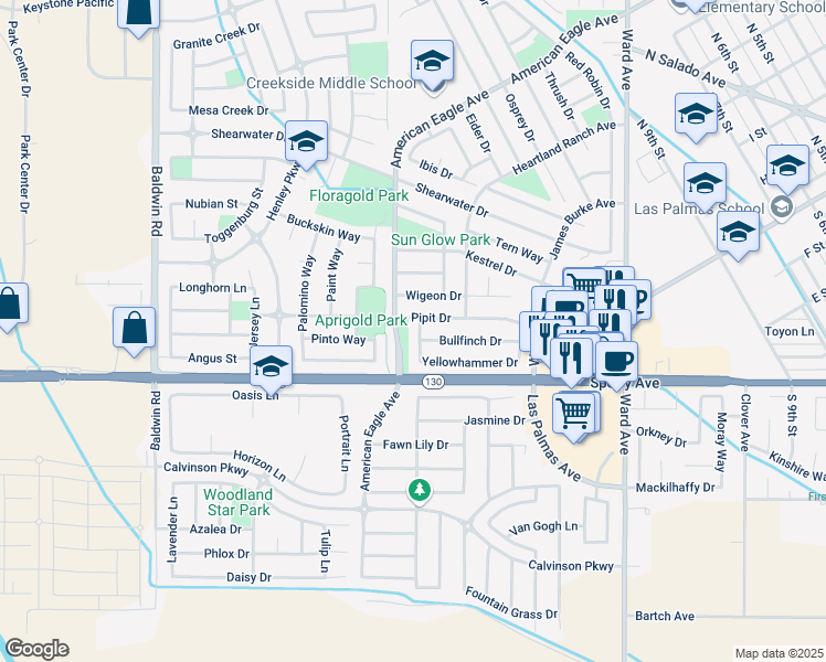 map of restaurants, bars, coffee shops, grocery stores, and more near 79 Black Crow Lane in Patterson