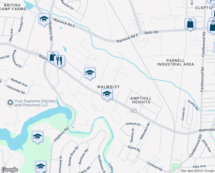 map of restaurants, bars, coffee shops, grocery stores, and more near 4416 Angus Rd in Richmond