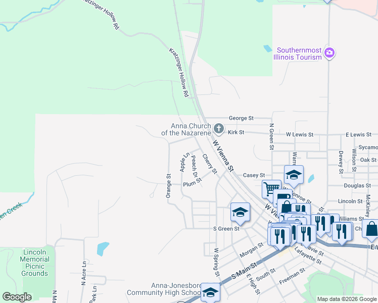 map of restaurants, bars, coffee shops, grocery stores, and more near 192 Apple Ln in Anna