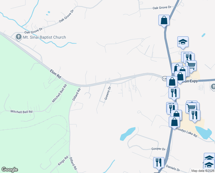 map of restaurants, bars, coffee shops, grocery stores, and more near 101-161 State Route 1347 in Madison Heights