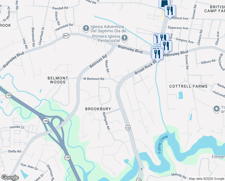 map of restaurants, bars, coffee shops, grocery stores, and more near 3708 Birdwood Road in Richmond