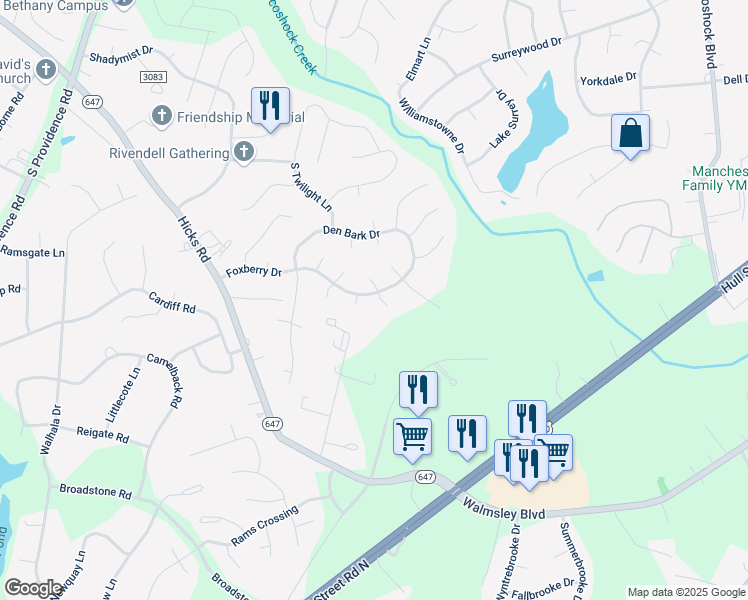 map of restaurants, bars, coffee shops, grocery stores, and more near 2606 South Cropper Court in Richmond