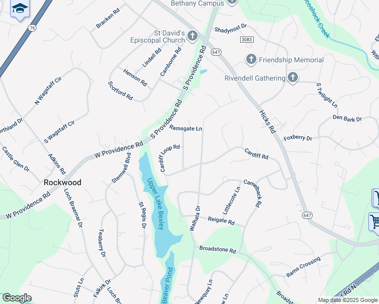 map of restaurants, bars, coffee shops, grocery stores, and more near 2301 Dorking Road in Richmond