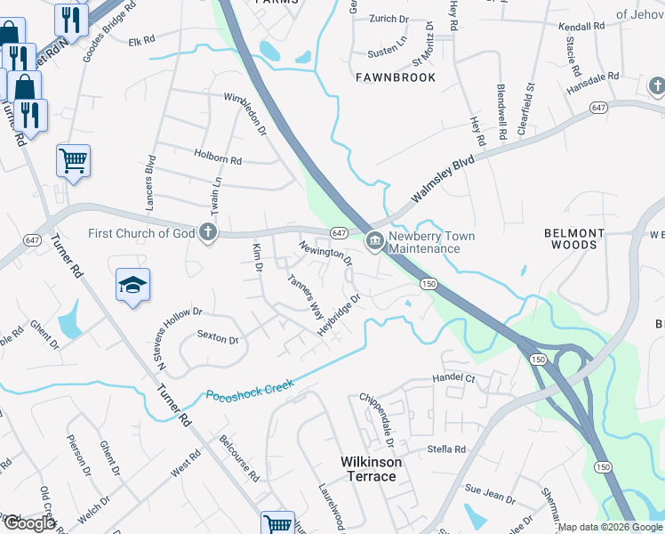 map of restaurants, bars, coffee shops, grocery stores, and more near 3013 Waddington Drive in Richmond