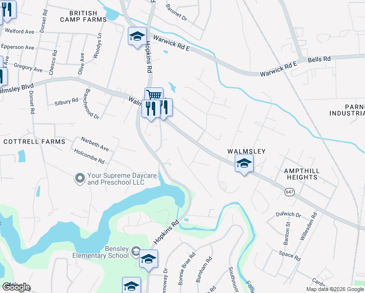 map of restaurants, bars, coffee shops, grocery stores, and more near 4214 Martha Lane in Richmond