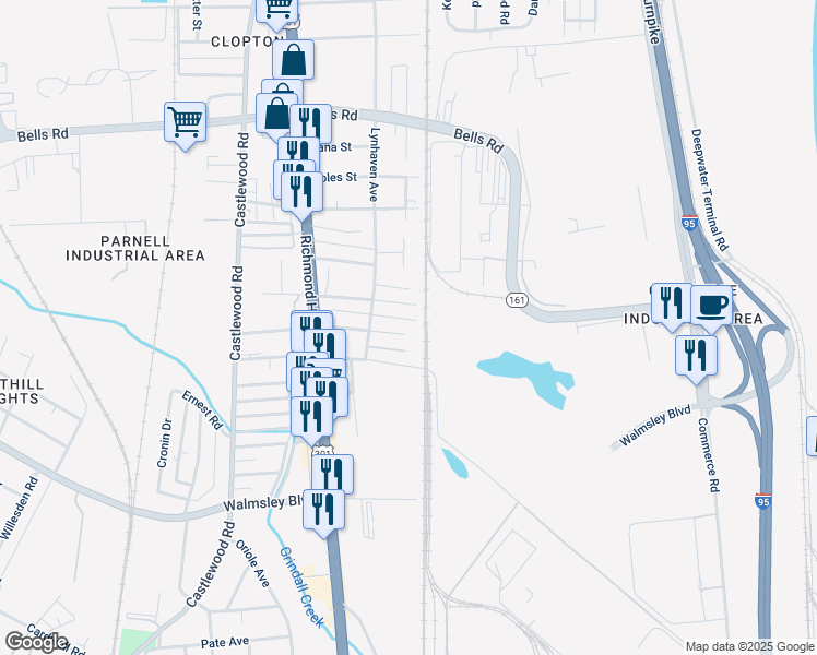 map of restaurants, bars, coffee shops, grocery stores, and more near 2403 Lancelot Avenue in Richmond