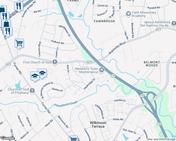 map of restaurants, bars, coffee shops, grocery stores, and more near 3009 Waddington Drive in Richmond