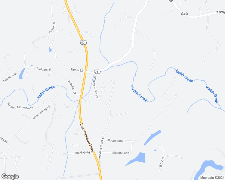 map of restaurants, bars, coffee shops, grocery stores, and more near Meriwether Circle in Lynchburg