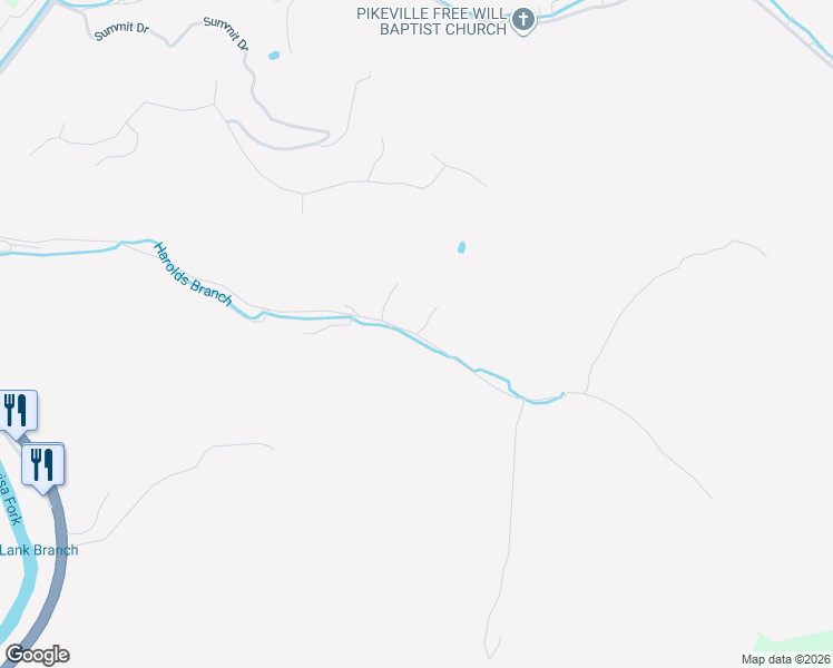 map of restaurants, bars, coffee shops, grocery stores, and more near 564 Harolds Branch in Pikeville