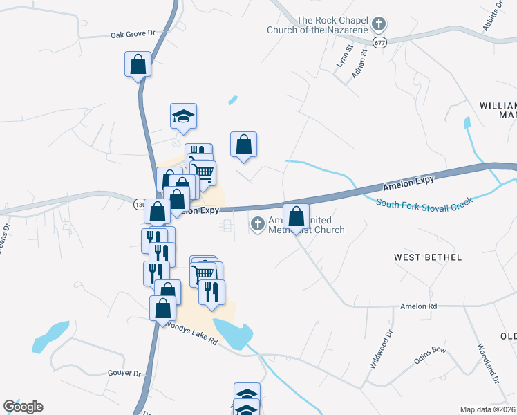 map of restaurants, bars, coffee shops, grocery stores, and more near Virginia 130 in Madison Heights