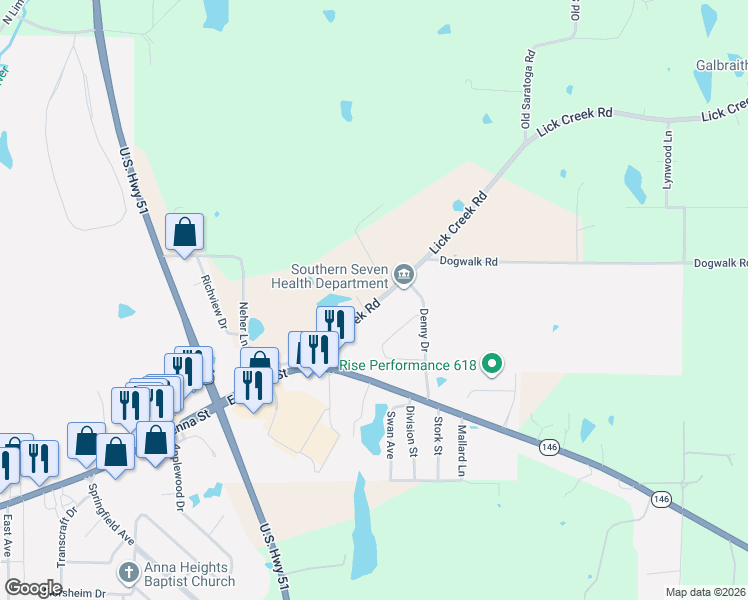 map of restaurants, bars, coffee shops, grocery stores, and more near in Anna