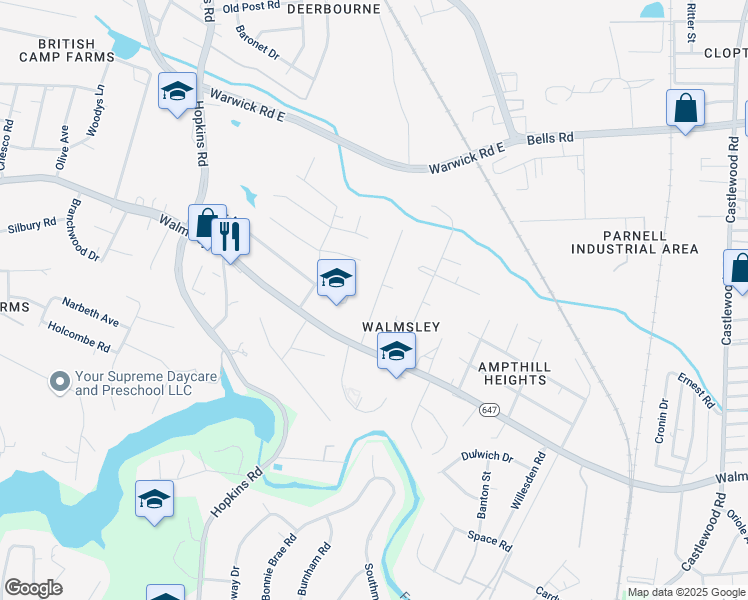 map of restaurants, bars, coffee shops, grocery stores, and more near 4300 Shackleford Road in Richmond