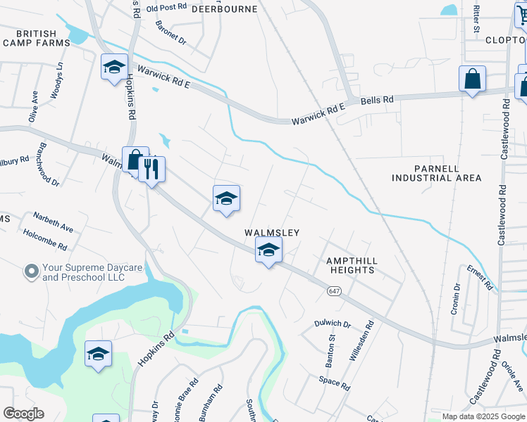 map of restaurants, bars, coffee shops, grocery stores, and more near 4259 Shackleford Road in Richmond