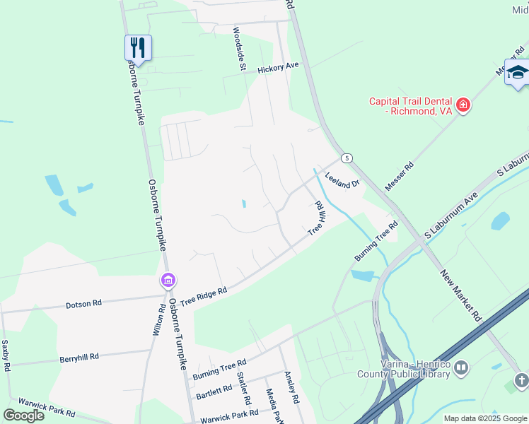 map of restaurants, bars, coffee shops, grocery stores, and more near 1404 Bogle Court in Richmond